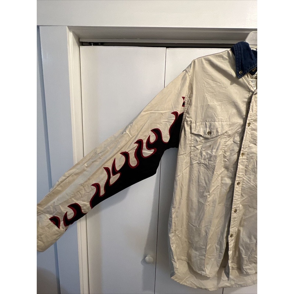 VTG Express Rider Mens Western Cowboy L/S Shirt Button Up Sz M ~ FLAME SLEEVES - Picture 5 of 7